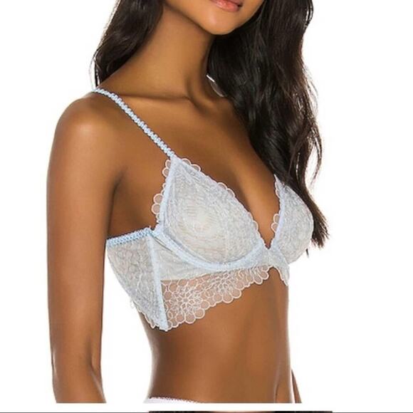 Free People Size 32D Lucia Lace Convertible Underwire Lightly Lined Bra Blue NEW - Picture 3 of 8